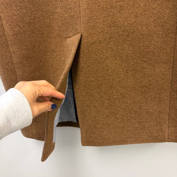 J.Crew Factory Wool Blend Longline Coat Dark Camel Sz 0 - Picture 6 of 11